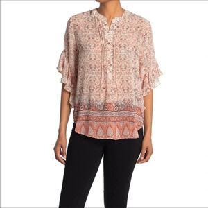 NWT Vince Camuto Botanical Flutter Sleeve Blouse S